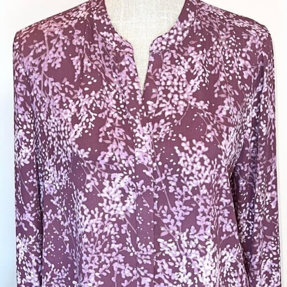 H by Halston Oversized Bell Sleeve Blouse Concealed Front Buttons Womens Sz M - Picture 2 of 10